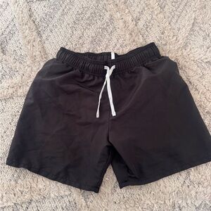 Black youth Swim / Athletic Shorts with White Drawstring